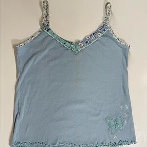 Secret Treasures Blue Butterfly Floral Trim Cami – Size S (4/6)